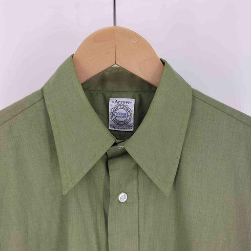 アロー ARROW 70S USA製 CUM LAUDE DECTON 襟芯 ラウンドカット S/S シャツ メンズ