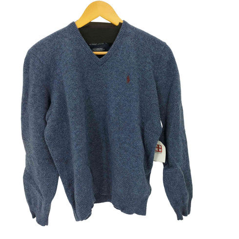 ポロバイラルフローレン Polo by RALPH LAUREN LAMBS WOOL スモールポニー刺繍Vネックウールニット メンズ import:L