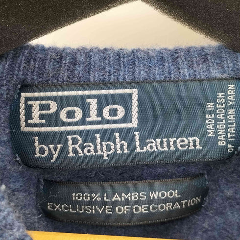 ポロバイラルフローレン Polo by RALPH LAUREN LAMBS WOOL スモールポニー刺繍Vネックウールニット メンズ import:L