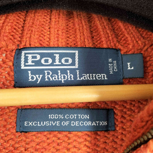 ポロバイラルフローレン Polo by RALPH LAUREN ポニー刺繍 ハーフジップ コットン ニット メンズ import:L