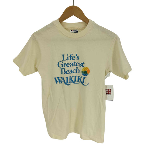 90S Hanes BEEFY-T ボディ USA製 Life's Greatest Beach WAIKIKI プリント Tシャツ レディース import:S
