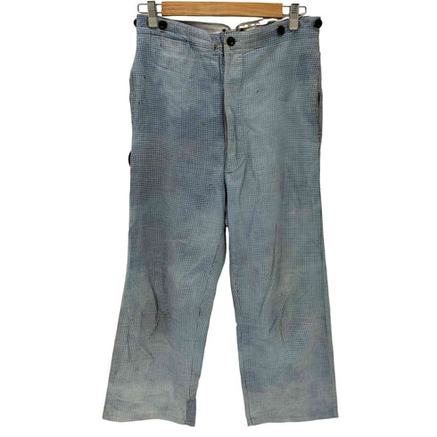 Samaritaine Paris 30s 2本針シンチバック フロントホック 格子柄スラックス メンズ