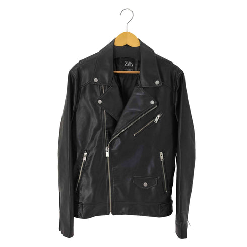 ザラ ZARA フェイクレザーダブルライダース メンズ import:L