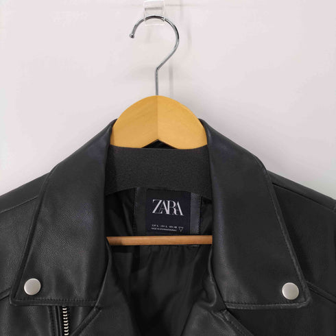 ザラ ZARA フェイクレザーダブルライダース メンズ import:L