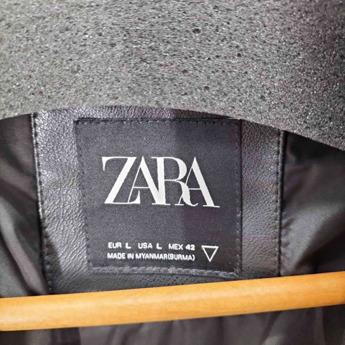 ザラ ZARA フェイクレザーダブルライダース メンズ import:L