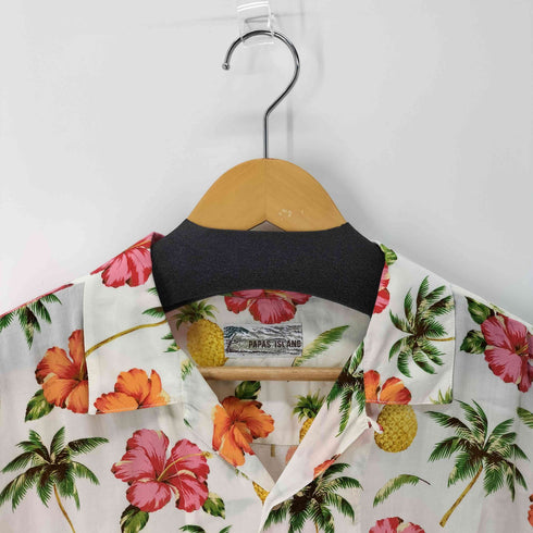 パパス papas S/S アロハシャツ ハワイアンシャツ レーヨン100 花柄 メンズ import:M