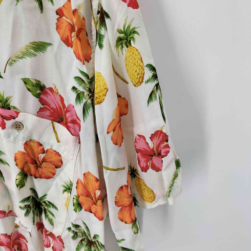パパス papas S/S アロハシャツ ハワイアンシャツ レーヨン100 花柄 メンズ import:M