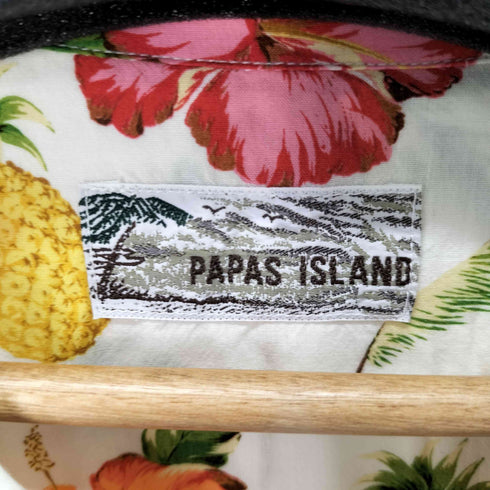 パパス papas S/S アロハシャツ ハワイアンシャツ レーヨン100 花柄 メンズ import:M