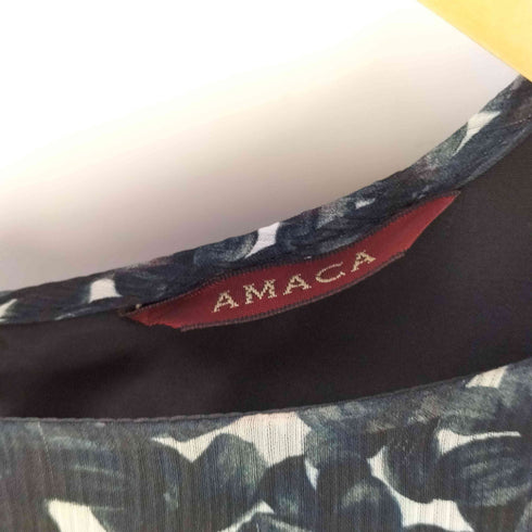 アマカ amaca 小花柄 袖ギャザー ブラウス レディース JPN:38