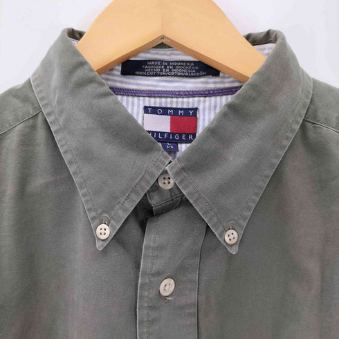 トミーヒルフィガー TOMMY HILFIGER 刺繍 ボタンダウン 長袖ワークシャツ メンズ JPN:L