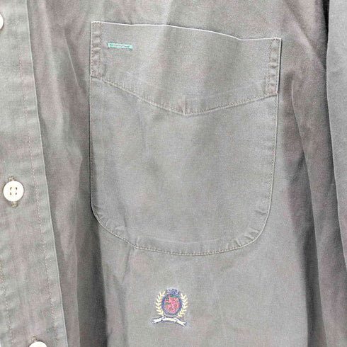 トミーヒルフィガー TOMMY HILFIGER 刺繍 ボタンダウン 長袖ワークシャツ メンズ JPN:L