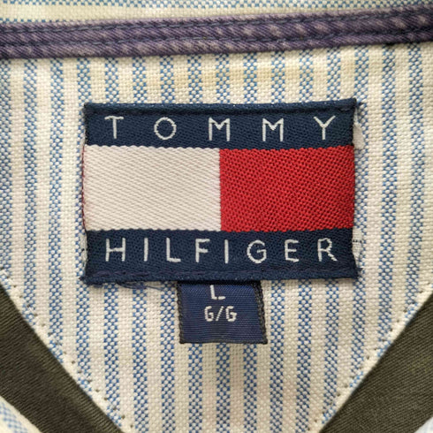 トミーヒルフィガー TOMMY HILFIGER 刺繍 ボタンダウン 長袖ワークシャツ メンズ JPN:L