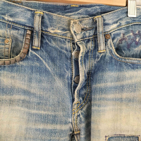 ヒステリックグラマー HYSTERIC GLAMOUR SP加工小窓リメイクスタッズ付きストレートデニムパンツ メンズ 28