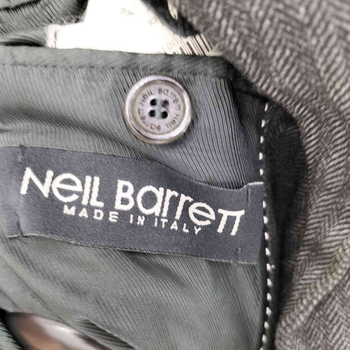 ニールバレット NEIL BARRETT イタリア製 ウール混ナイロン ヘリンボーン 2Bテーラードジャケット メンズ EUR:44