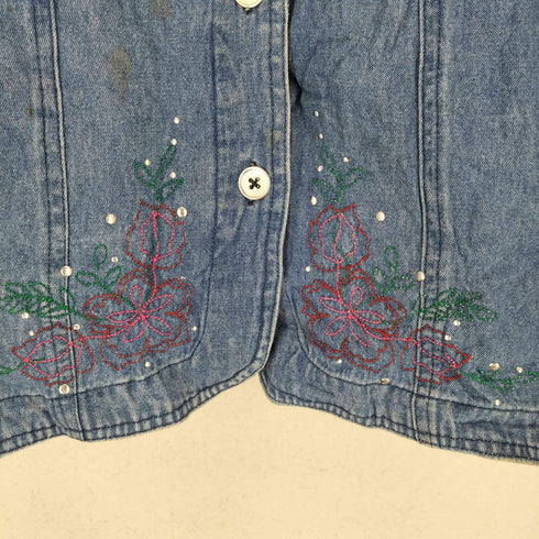 ベーシックエディションズ BASIC EDITIONS 花柄刺繍デニムジャケット メンズ 2X