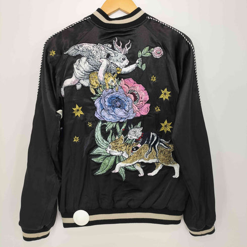ユウコヒグチ Yuko Higuchi 2023AW ボリス雑貨店 月と太陽 リバーシブル 刺繍 スカジャン レディース S/M