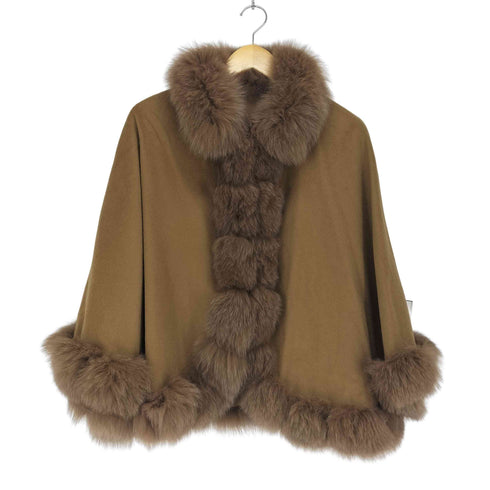サガファーズ SAGA FURS カシミヤ100 ブルーフォックスポンチョ レディース M-L