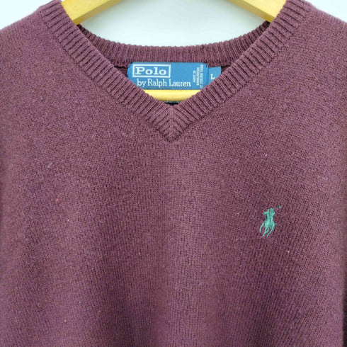ポロバイラルフローレン Polo by RALPH LAUREN ポニー刺繍 Vネック ウール ニット セーター メンズ JPN:L