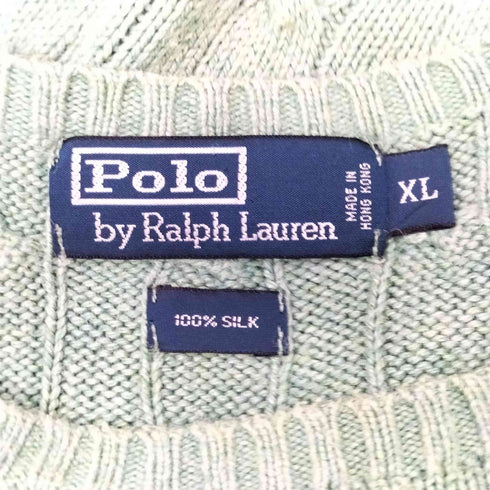 ポロバイラルフローレン Polo by RALPH LAUREN 90S ポニー刺繍 シルク ケーブルニット セーター メンズ JPN:XL
