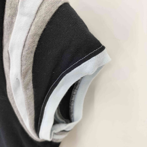 バーバリーブルーレーベル BURBERRY BLUE LABEL コットン 三段プリント S/S Tシャツ レディース JPN:38