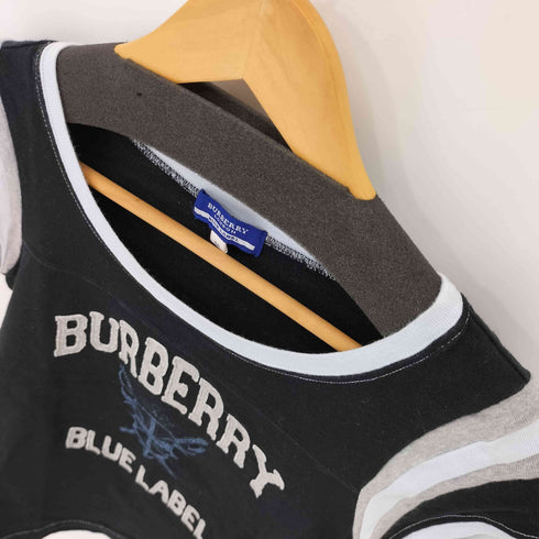 バーバリーブルーレーベル BURBERRY BLUE LABEL コットン 三段プリント S/S Tシャツ レディース JPN:38