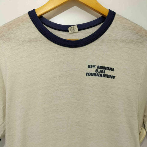 ヘインズ Hanes 70-80s 三角タグ オレンジタグ チビタグ QJAI VALLEY RACQUET CLUB ショートスリーブ リンガーTシャツ メンズ import:M