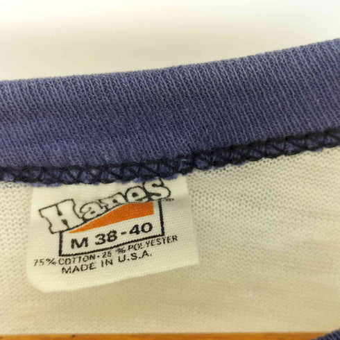 ヘインズ Hanes 70-80s 三角タグ オレンジタグ チビタグ QJAI VALLEY RACQUET CLUB ショートスリーブ リンガーTシャツ メンズ import:M