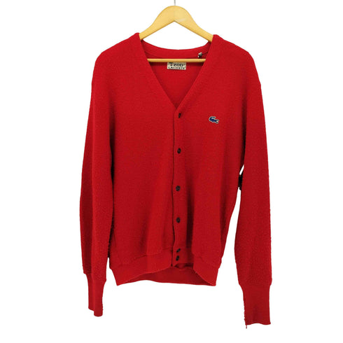 アイゾッドラコステ IZOD LACOSTE 70S 青ワニ ロゴワッペン アクリル ニット カーディガン メンズ