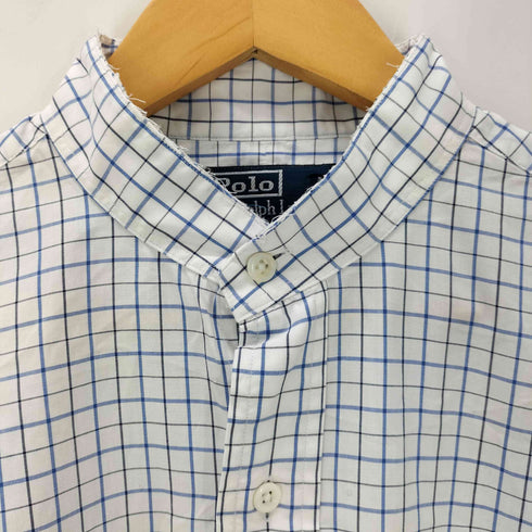 ポロバイラルフローレン Polo by RALPH LAUREN 90S CURHAM 襟カットオフ ウィンドウペン バンドカラーシャツ メンズ 15 1/2-35