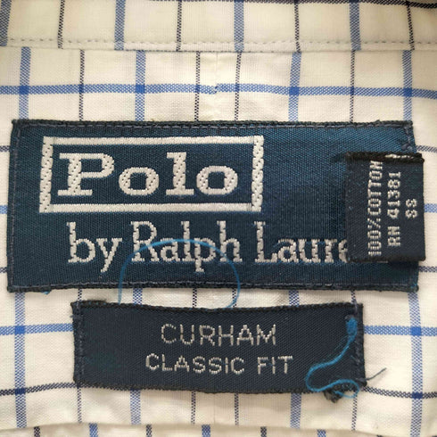 ポロバイラルフローレン Polo by RALPH LAUREN 90S CURHAM 襟カットオフ ウィンドウペン バンドカラーシャツ メンズ 15 1/2-35
