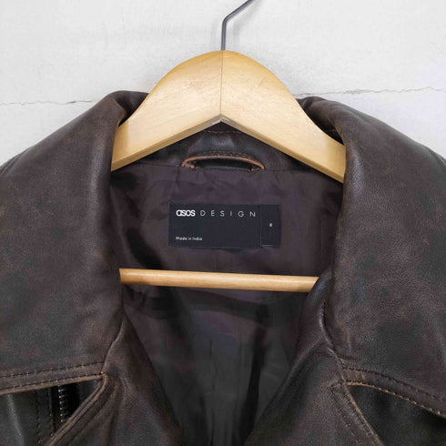 エイソス asos リアルレザーダブルライダースジャケット メンズ JPN:M