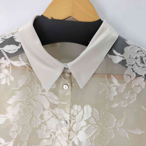 ザラ ZARA コントラストベルベット セミシースルーシャツ レディース JPN:L