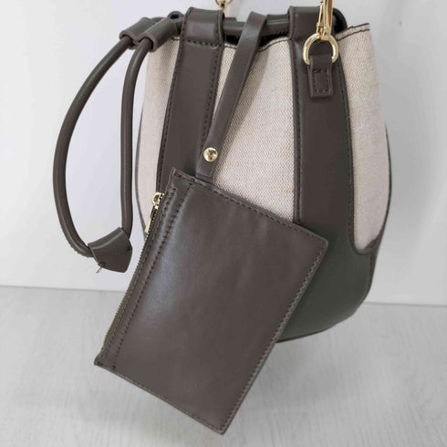 ザラ ZARA COMBINATION TOTE BAG キャンバス切替巾着バッグ レディース M