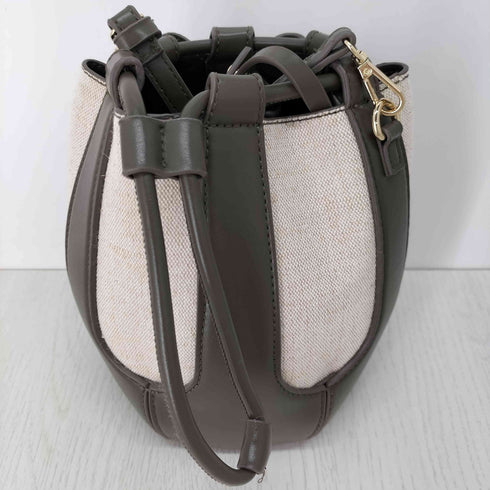 ザラ ZARA COMBINATION TOTE BAG キャンバス切替巾着バッグ レディース M