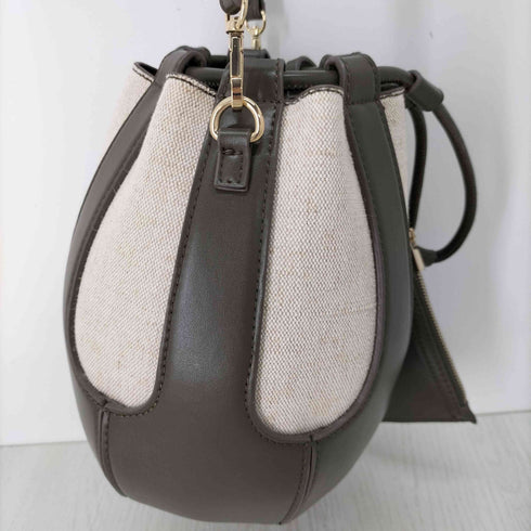 ザラ ZARA COMBINATION TOTE BAG キャンバス切替巾着バッグ レディース M