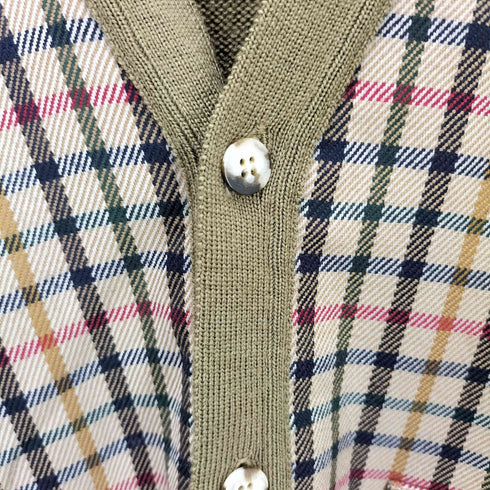 ダックス DAKS デザイン切替ウールチェックカーディガン メンズ JPN:M