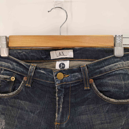アルマーニエクスチェンジ ARMANI EXCHANGE 雰囲気良 USA製 ローライズフレアデニムパンツ ダメージ加工 Y2K Old オールド レディース 24