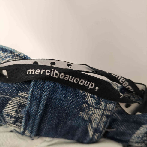 メルシーボークー mercibeaucoup ハイウエストレイヤードデニムパンツ ジャガードチェーン柄 メンズ JPN:0