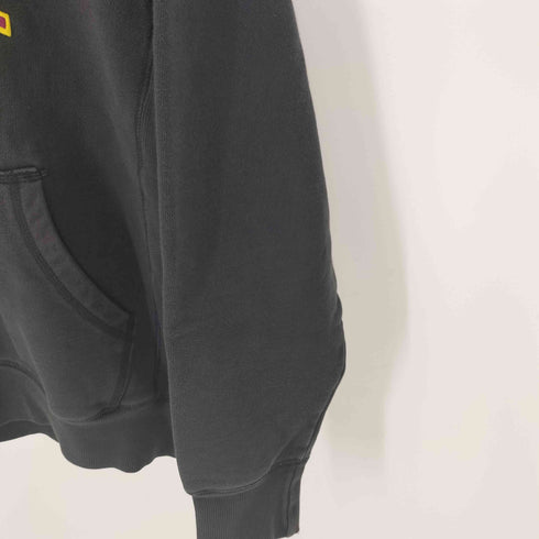 ステューシー Stussy 90S 紺タグ Old STUSSY オールドステューシー NYC プルオーバーパーカー フェードブラック ワッペン 前Vガゼット メンズ JPN:M