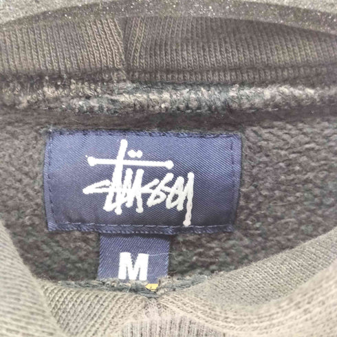 ステューシー Stussy 90S 紺タグ Old STUSSY オールドステューシー NYC プルオーバーパーカー フェードブラック ワッペン 前Vガゼット メンズ JPN:M