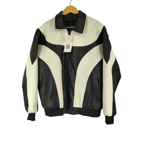 シーイン SHEIN ツートーンジップアップPUレザージャケット メンズ