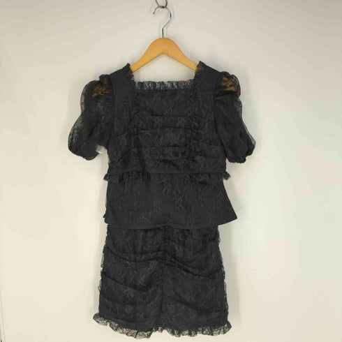 バブルス BUBBLES レースギャザークロップドブラウス レースギャザースカパン レディース F/M