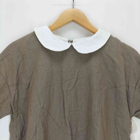 ホームスパン homspun フラットカラーリネン×綿 シャツワンピース レディース JPN:S