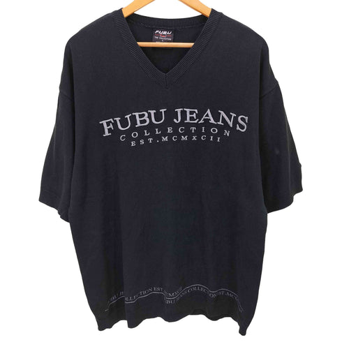 フブ FUBU ロゴ刺繍Vネックシャツ メンズ L