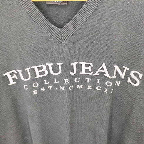 フブ FUBU ロゴ刺繍Vネックシャツ メンズ L