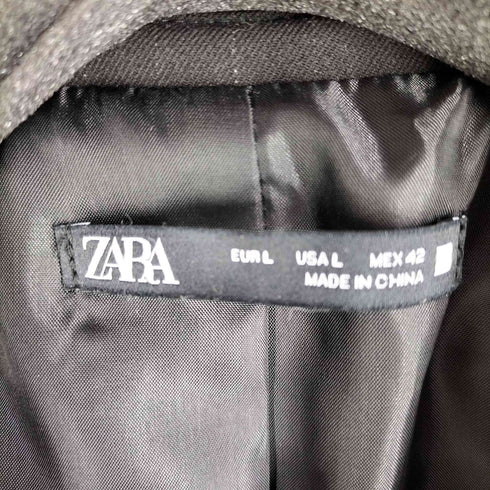 ザラ ZARA ストライプ柄 ロングチェスターコート メンズ import:L