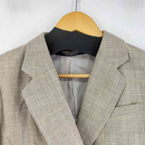 ブルックスブラザーズ BROOKS BROTHERS 90-00S リネン混 チェックダブルテーラードジャケット レディース 9A3