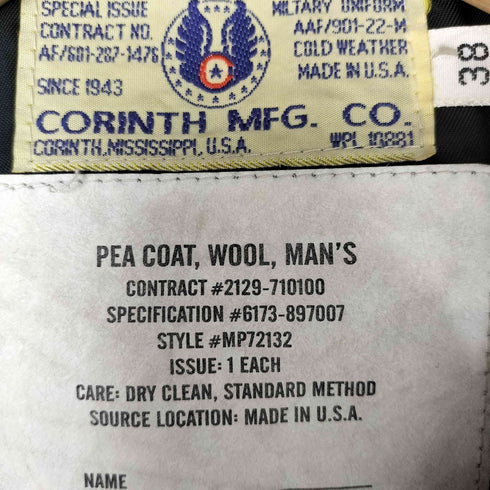 コリンスマニファクチュア CORINTH MFG CO. 90-00S USA製 PEA COATウール マリンボタン Pコート メンズ US:38