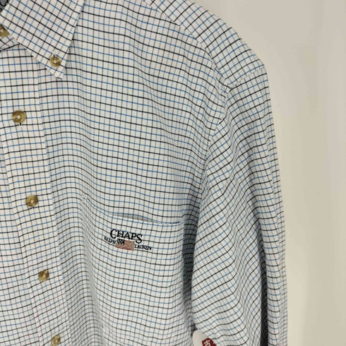 チャップスラルフローレン CHAPS RALPH LAUREN ロゴ 刺繍 チェック ボタンダウン L/S シャツ メンズ import:M