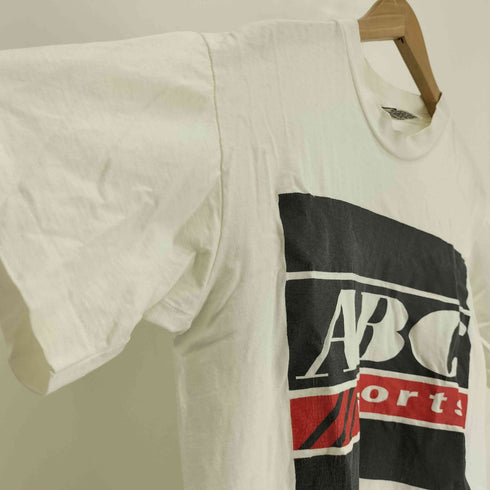 ナツメグ NUTMEG 90S USA製 ABC Sports プリント S/S Tシャツ シングルステッチ メンズ import:M